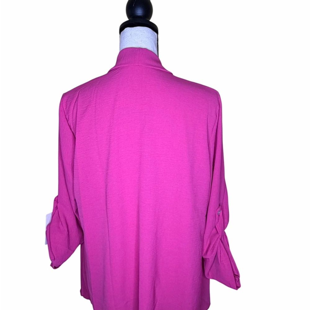 Moda Open-Front Hot Pink Draped Cardigan - Picture 3 of 4